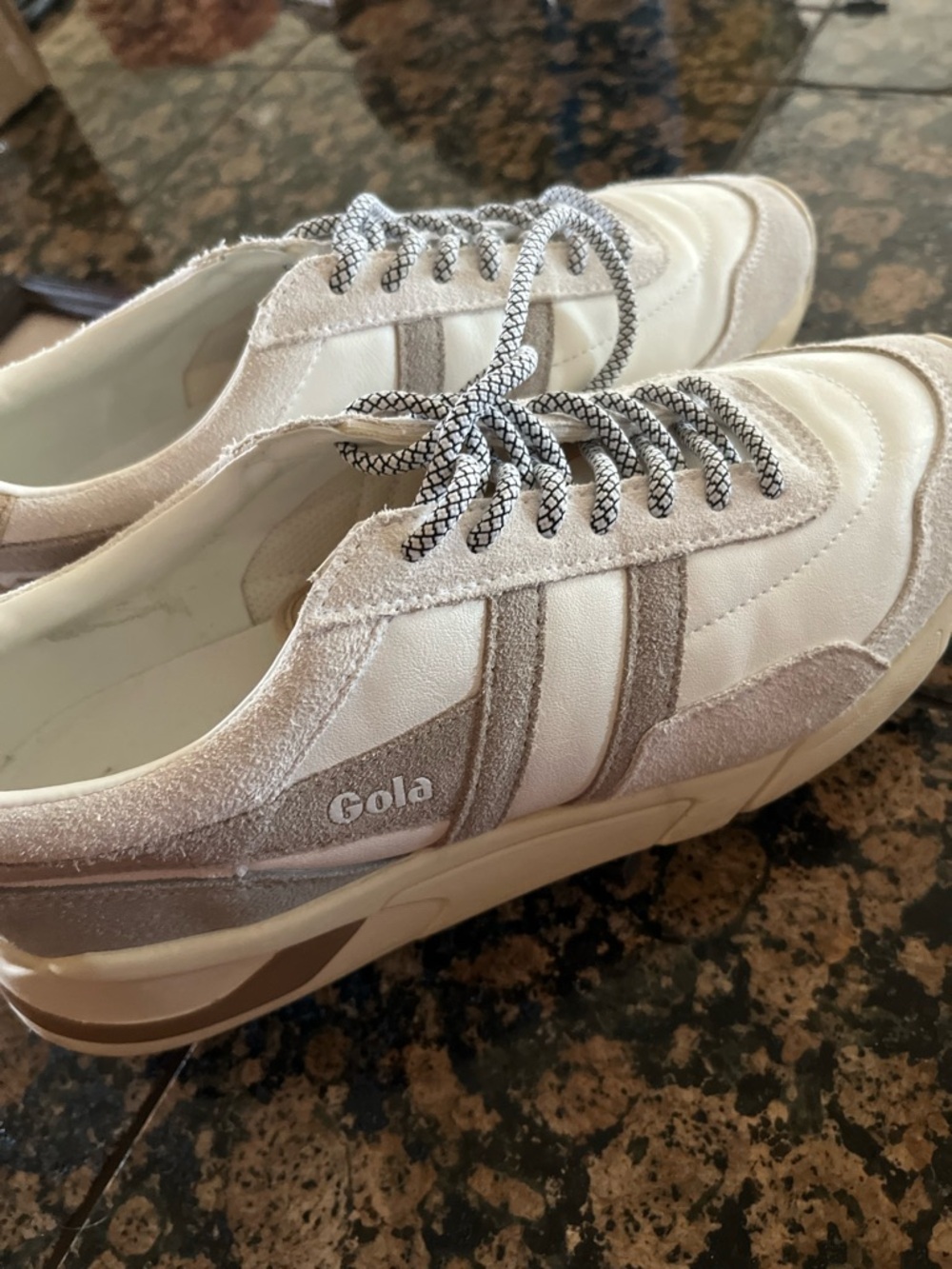 Gola Women’s Cream & Light Taupe Suede-Accent Sneakers
